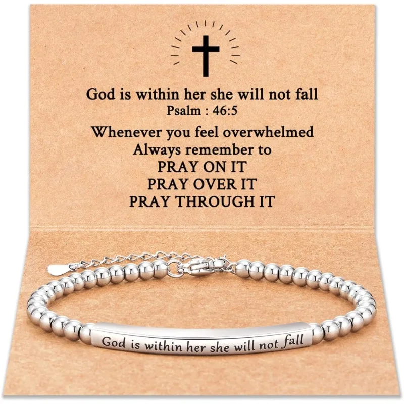 Religious Gifts God is in my heart and will never fall down Bible verse bracelet, best gift