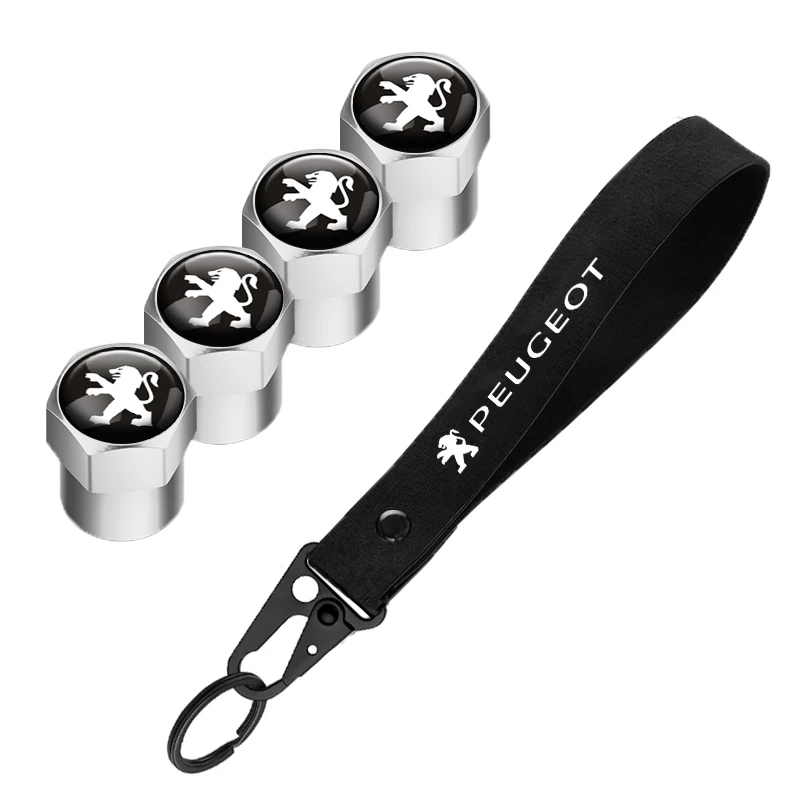 Car Tire Wheel Valve Caps Cover Metal Car Key Chain Ring Keychain For Peugeot 206 307 308 3008 207 208 407 408 508 2008 5008 301