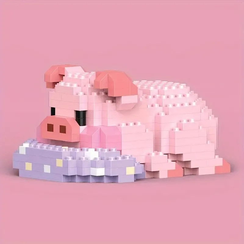 Pig Animal Mini Cute Building Block Set Cow Kawail Model for Girls and Boys Toys Kit Gifts for Adults and Kids