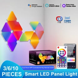 Triangular rgb luz de parede led lâmpada quântica diy jogo luzes ambientes controle remoto wifi captador sincronização música quarto loja decoração