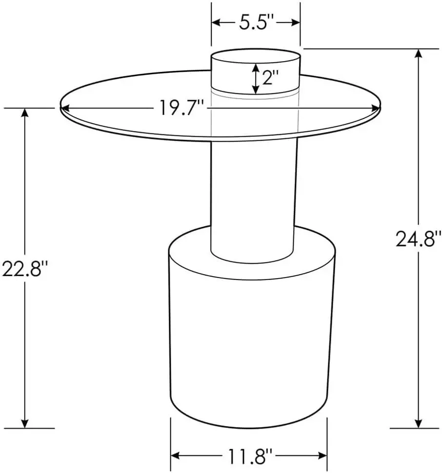 Modern Contour End Table - Clear Glass with Polished Stainless Steel and Matte Black Base