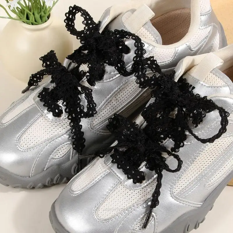 X5XA 2 Pairs Ballet Themed Shoe Laces Durable Polyester Lace Shoe Strings For Casual Sneakers And Formal Footwear Accessories