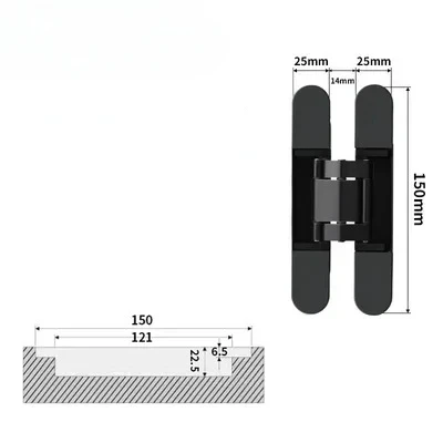 1 set zinklegering 3D onzichtbare deurscharnieren 180 graden binnen- en buitenkruis houten deur vouwluifel deurscharnieren