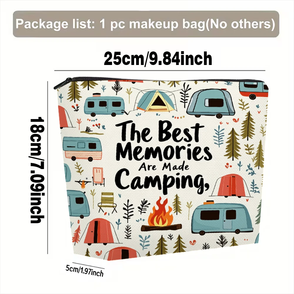 Camping Trailers Tents Trees Fire Makeup Bags for Girls Cosmetic Pouch Toiletry Bag Pencil Case Travel Storage