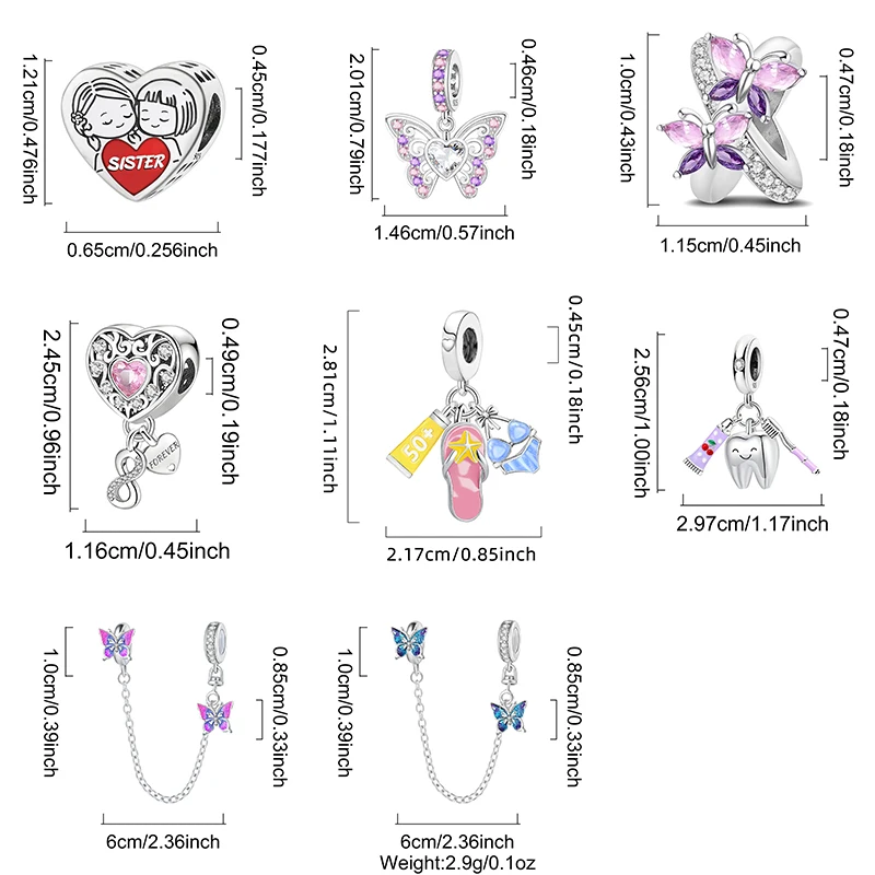 925 sterling silver sorella amore cuore farfalla rosa ciondolo charms perline misura originale pan braccialetto braccialetto vendita calda gioielli fai da te