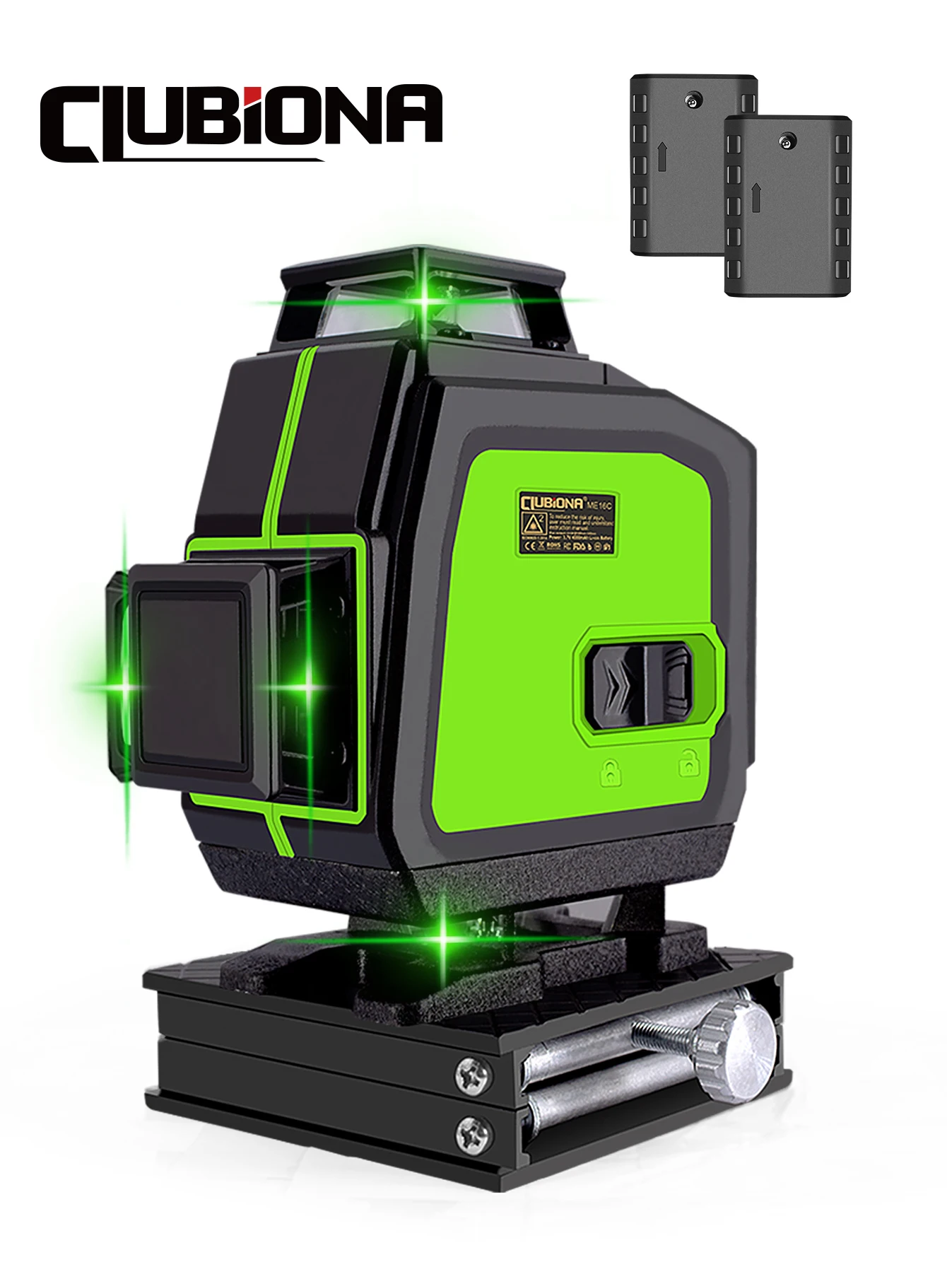 Image of Clubiona 16 Linien professionelle superstarke grüne Strahlen-Laser-Nivelliergerät mit 2 Batterien