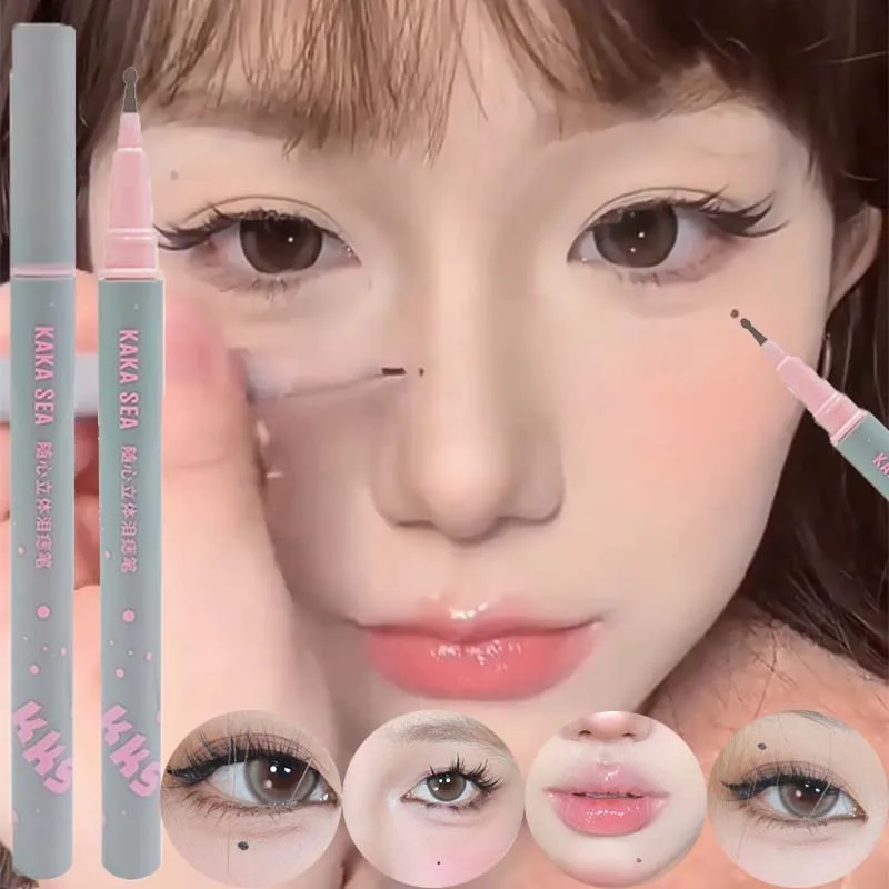 قلم النمش الطبيعي الواقعي التجفيف السريع مقاوم للماء نابض بالحياة رأس مستدير النمش بقعة ختم دائم غير يتلاشى نقطة الخلد يشكلون #3