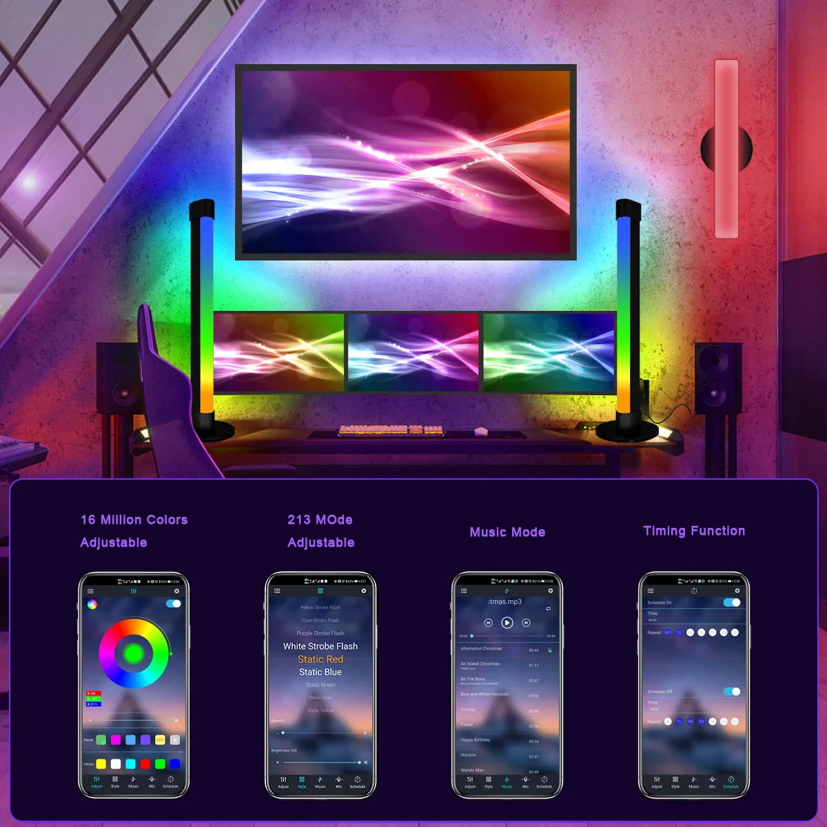 New RGB Magic TV Background Music Pickup Lamp Computer Desktop Bedside Atmosphere Rhythmic Magic Lantern