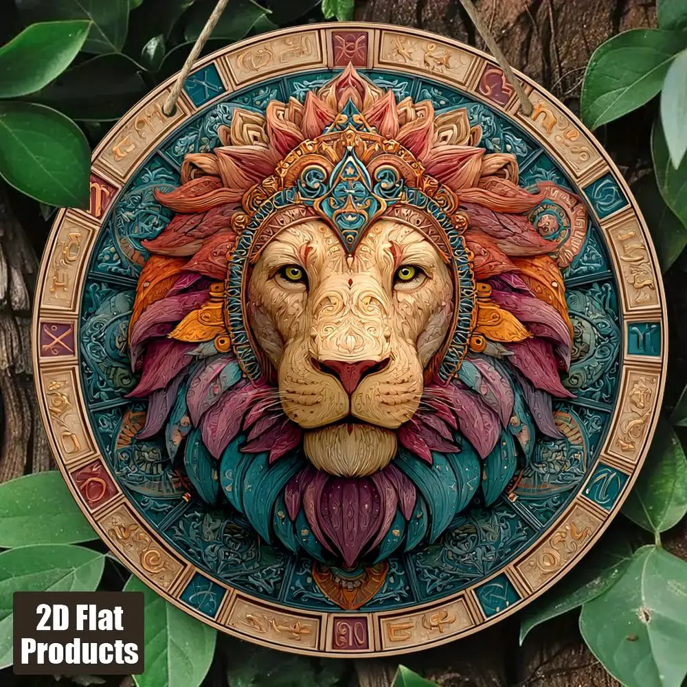 2D Flat, 1pc Wall Plaque - Indian/Chinese/Thai/Burmese Art Style Wood Round Wall Decor, 20.32x20.32 cm Hand-Painted-Look Cultura