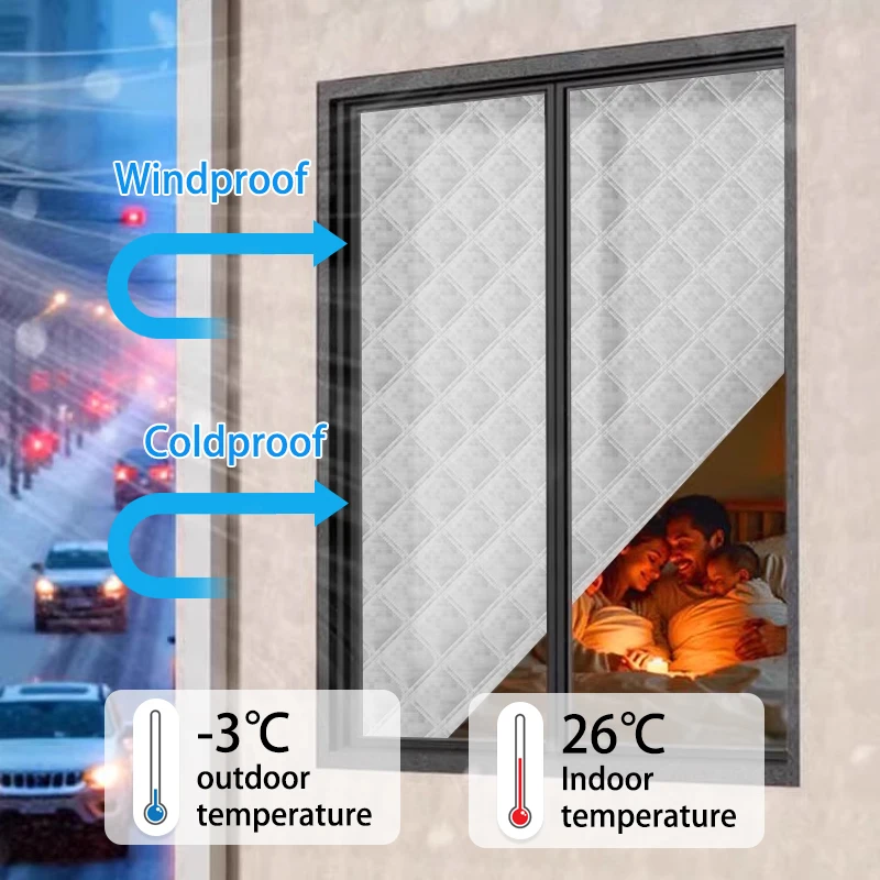 Light-Blocking Cold-Resistant Curtain, Easy Velcro Installation, Ideal for Home Use,Winter Essential,Energy-Saving, Eco-Friendly