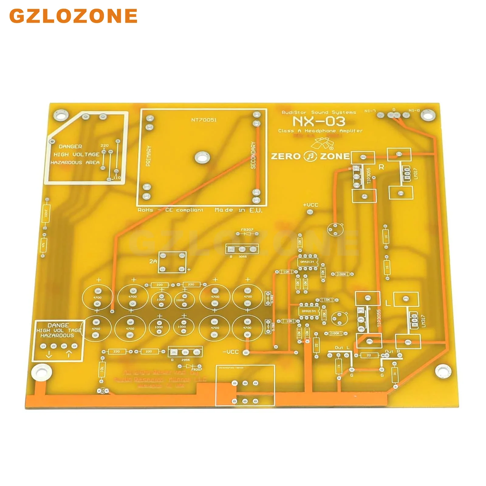 ZEROZONE NX03 Headphone Amplifier Base On RudiStor NX-03 Bare PCB