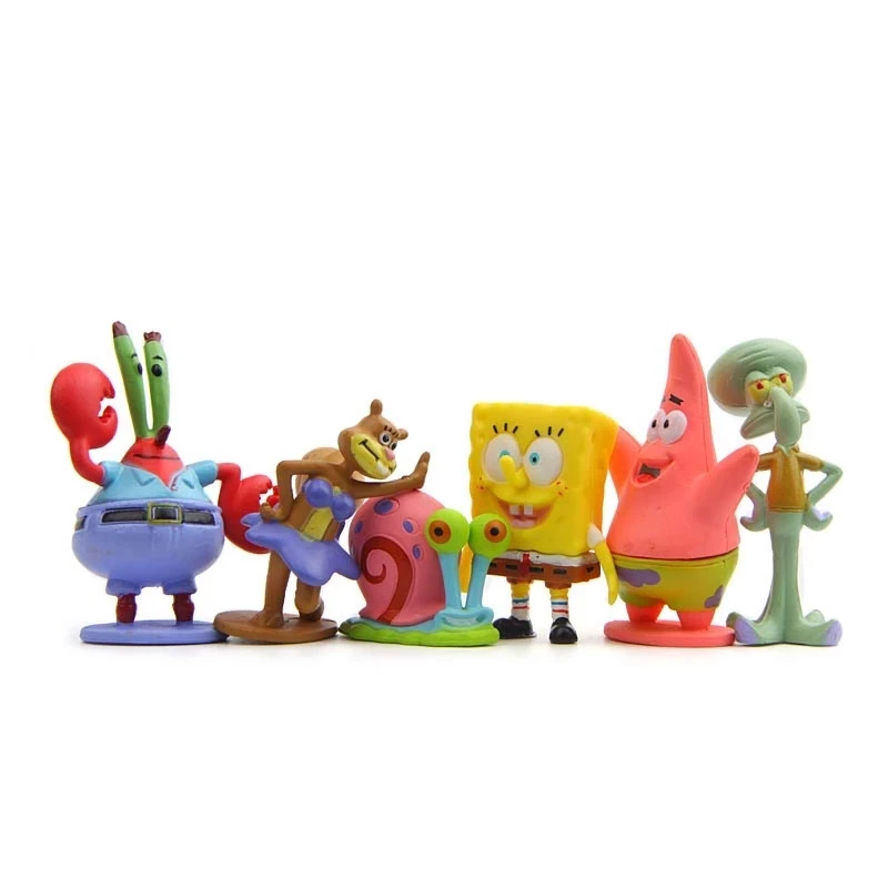 6pcs/Set Kawaii Patrick Star Sponges Bobs PVC Model Action Figure Dolls Cartoon Sponge Bobs Bobs Classic Toys For Children Xmas