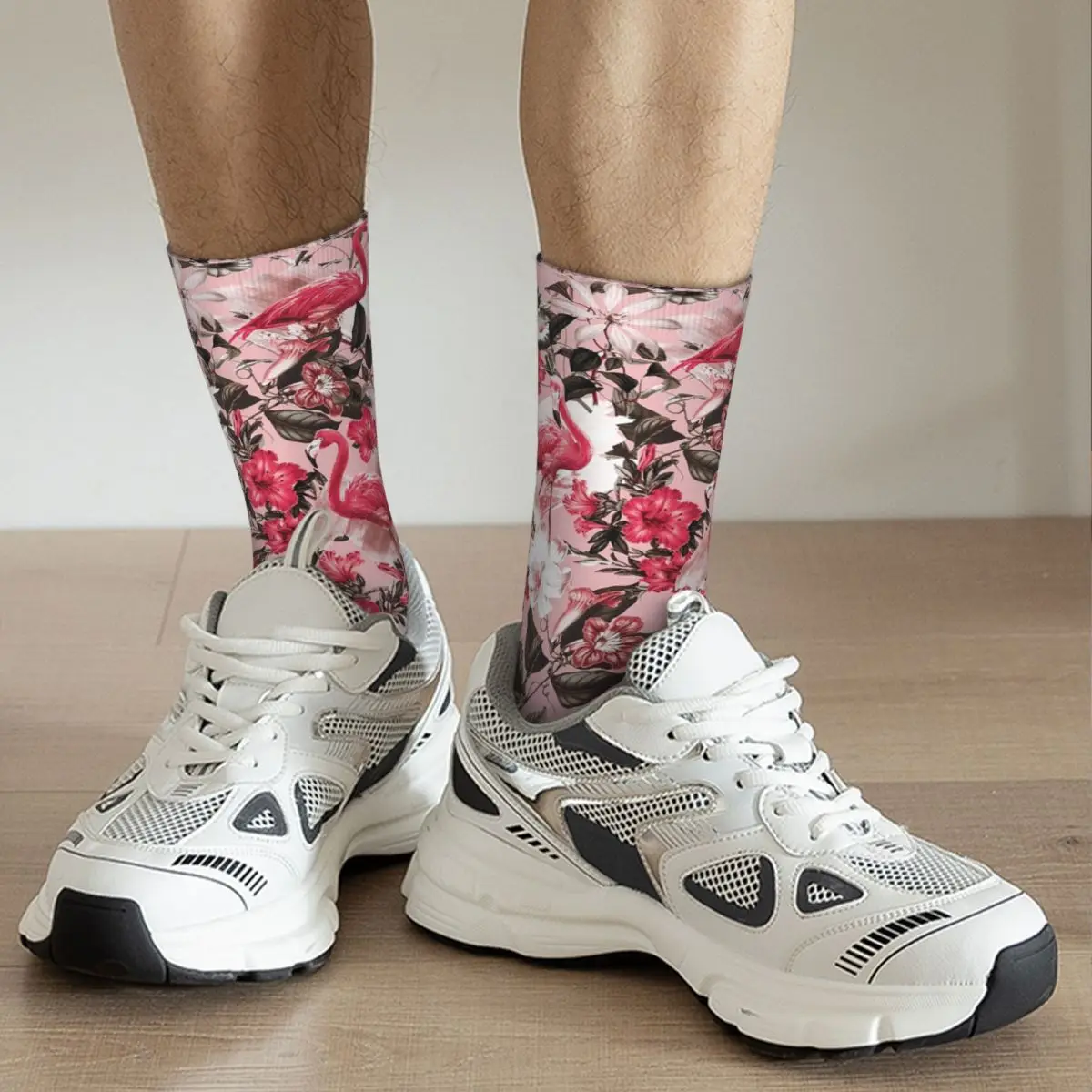 جوارب فلامنغو والزهور، جوارب هاراجوكو فائقة النعومة لجميع المواسم، إكسسوارات جوارب طويلة لهدايا عيد الميلاد للجنسين