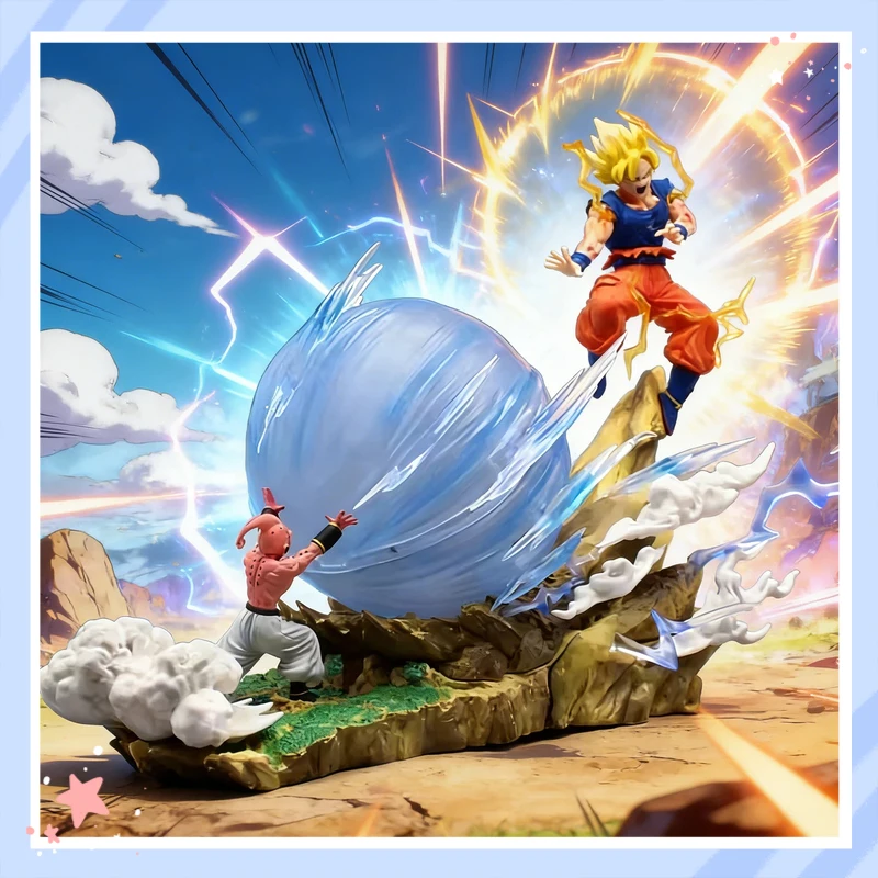 

Фигурка-статуэтка Sky Top Studio Dragon Ball Super Saiyan Goku против Majin Buu с подсветкой, сцена битвы WCF, ПВХ, для фанатов аниме