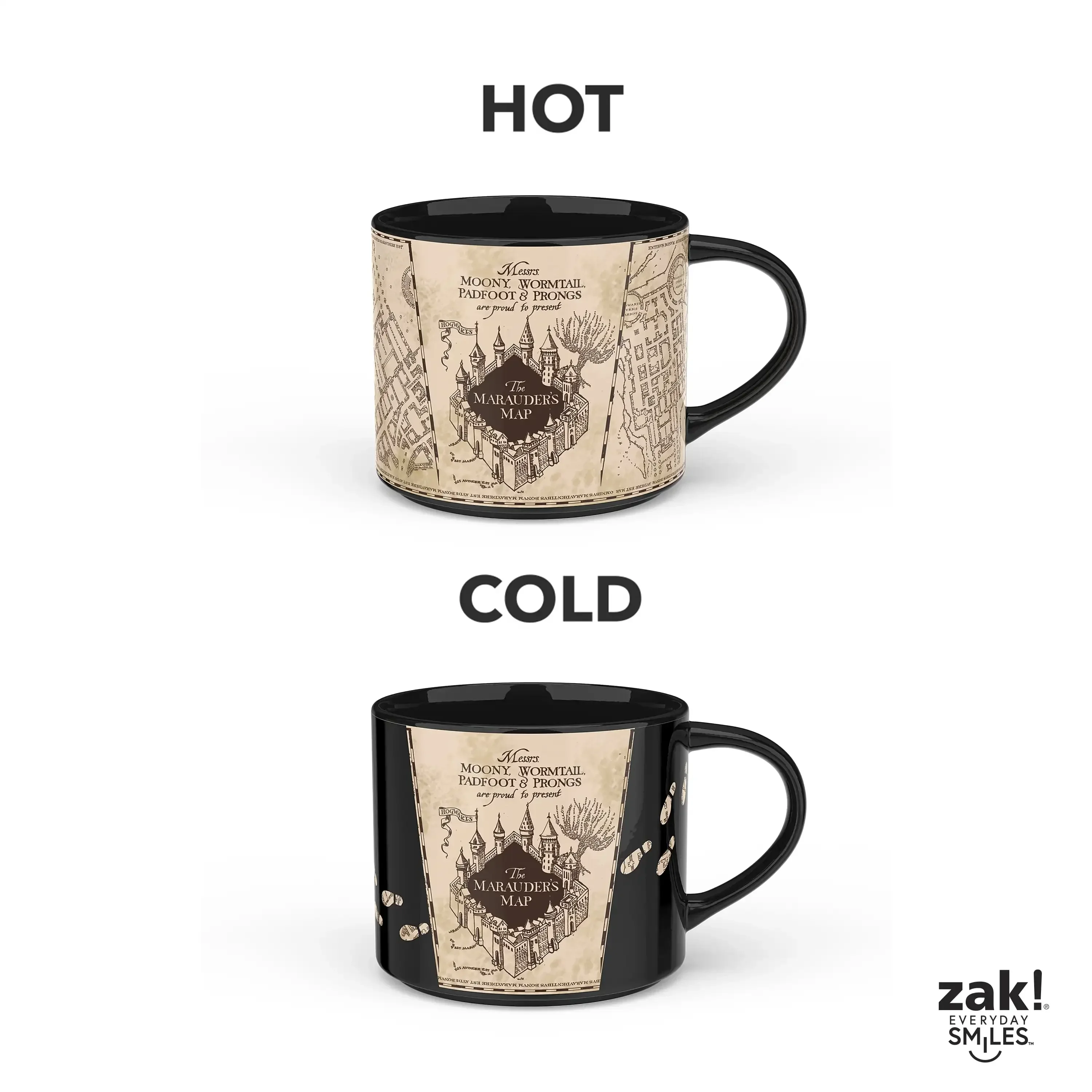 كوب تغيير لون خريطة هاري بوتر مارودرز 15 أونصة، تصميم مفعل بالحرارة للتأثير السحري، آمن للاستخدام في غسالة الأطباق
