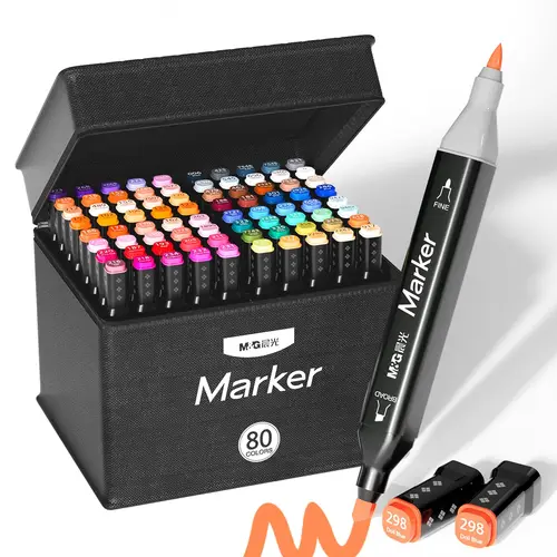 M & G 40/60/80/168 colores marcadores de arte duales, marcadores de tinta a base de Alcohol con estuche para artistas adultos colorear bocetos y dibujar