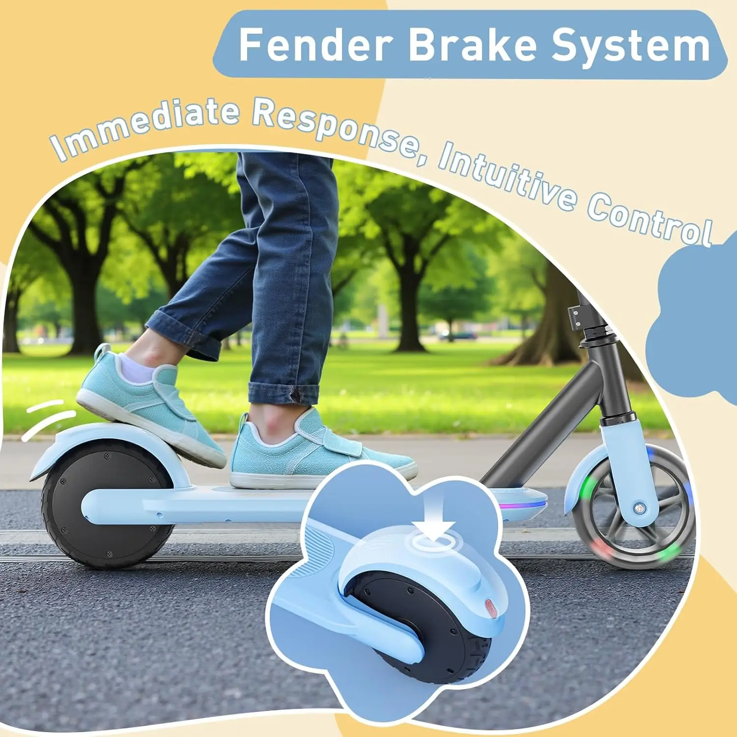 Hulajnoga elektryczna dla dzieci w wieku 4–10 lat, bezpieczna prędkość 8 km/h, zasięg 9,6 km, pełne opony 6 cali, uruchamianie nożne.