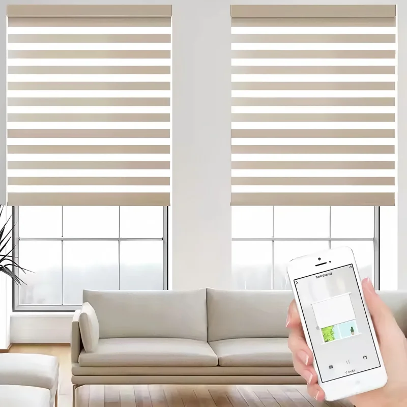 

Smart Motorized Zebra Blinds - Double Layer Blackout, Smart Life Compatible, Effortless Setup, Premium Home Curtain Solution