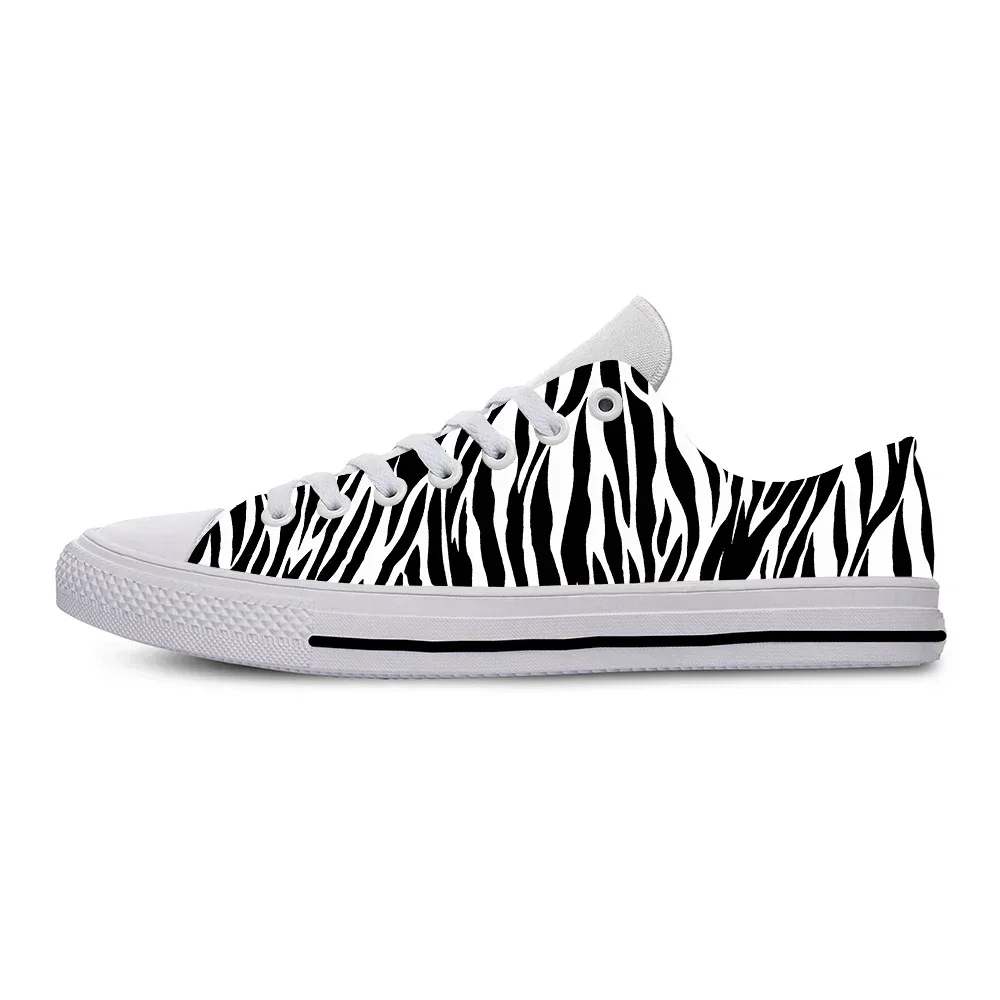 Summer Zebra Print Stripe Cute Funny Casual Shoes Low Top Latest Board Shoes Lightweight Breathable Female Men Women Sneakers