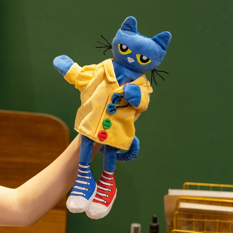 20-40CM Pete The Cat Hand Puppet Plush Children Soft Doll Talk Show Party Props Christmas Pete Cat Doll Plush Toys Kids Gift