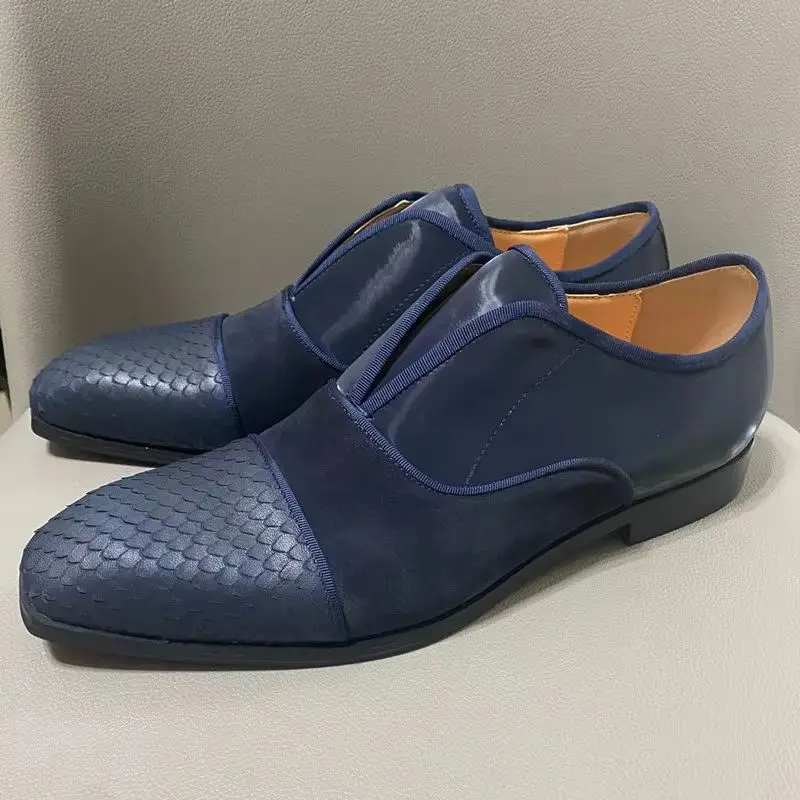 SHOOEGLE Luxury British Style Shoes Men Pointed Toe Black Nubuck Leather Velvet Patchwork Flat Shoes Male Classic Oxfords Shoes