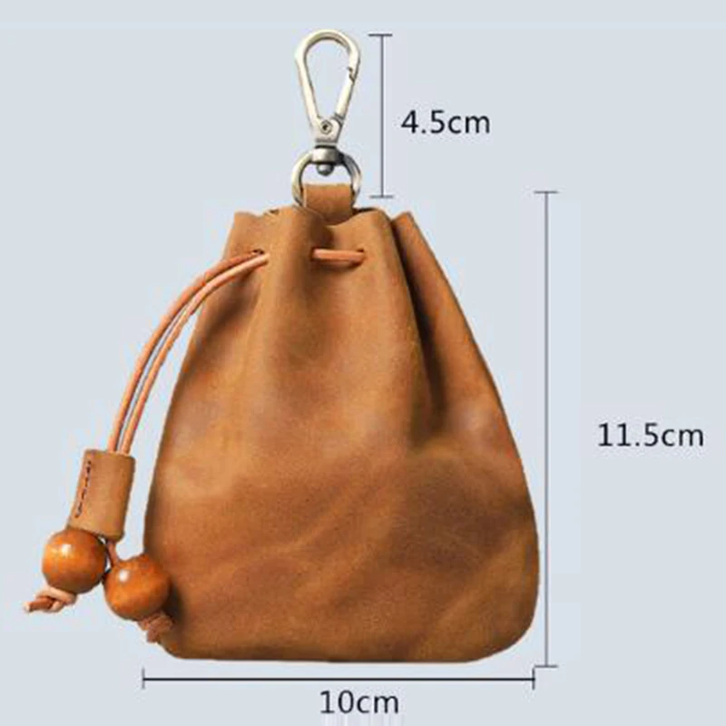 Vintage Coin Purse Men Women Genuine Leather Mini Coin Wallet Money Pocket Drawstring Storage Bag Medieval Cosplay Accessories