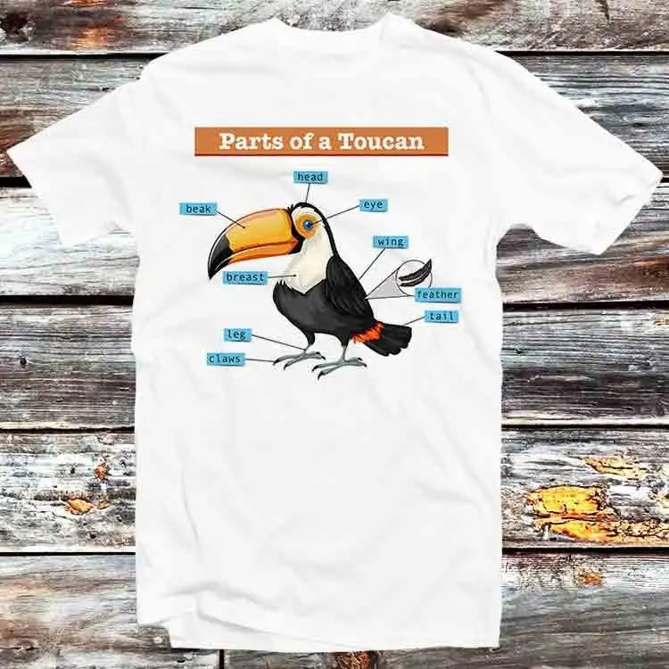 Anatomy Parts Of A Toucan T Shirt Vintage Retro Cool Cartoon Anime Top B733