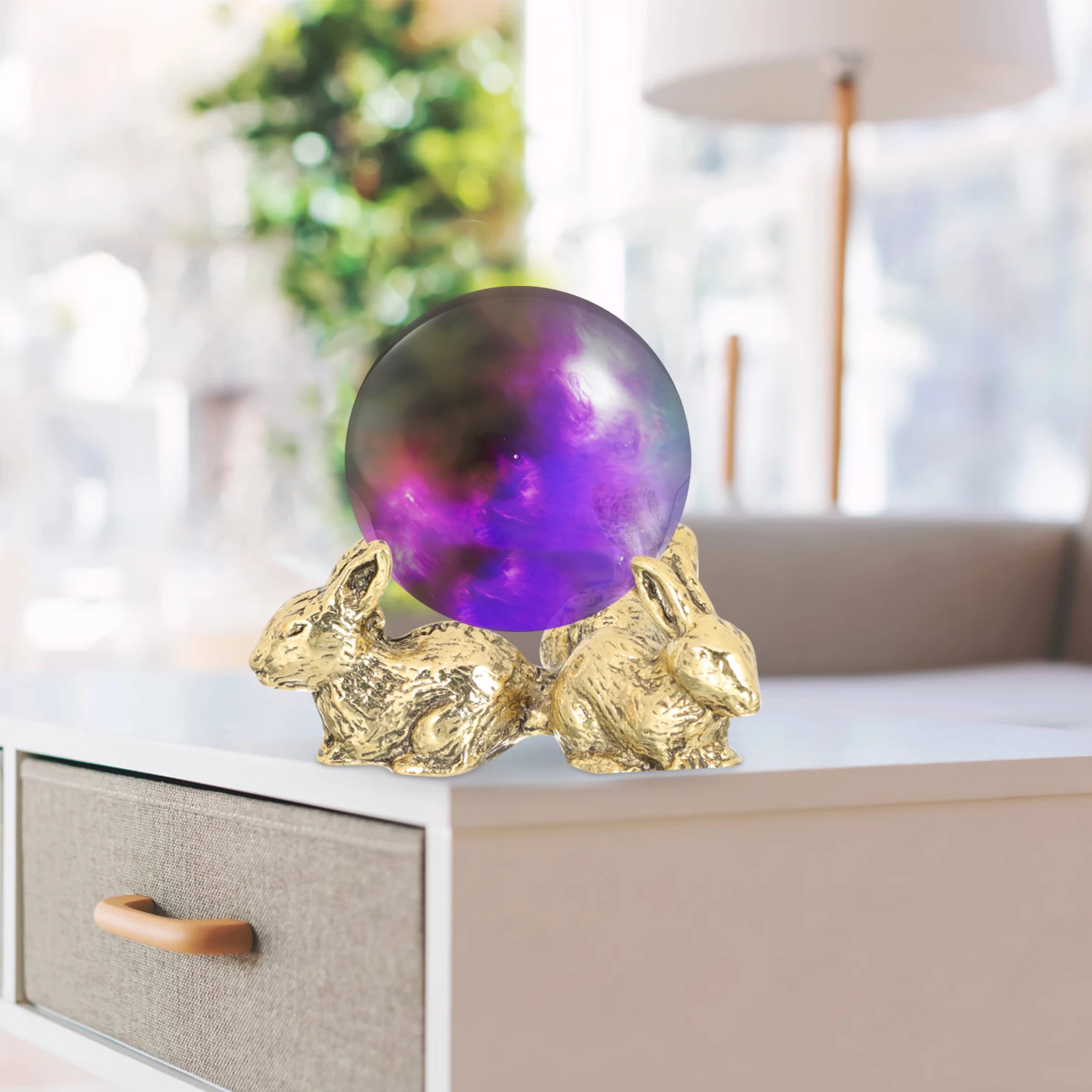 

Obsidian Ornaments Home Decor Display Stand Bracket Golden Alloy Spheres Holder