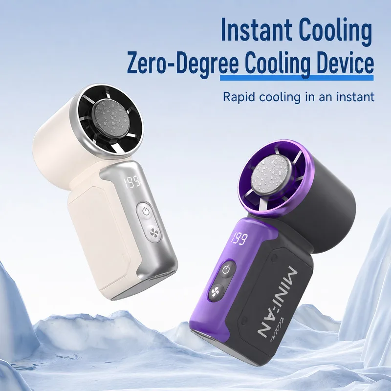 

Portable Mini Handheld Cold Compress Fan 199 Speed Adjustable Digital Display Turbo Bladeless Fan USB Rechargeable Cooling Fan