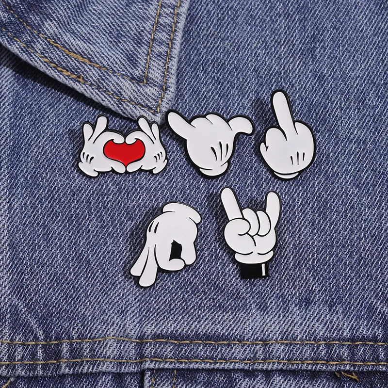 Cartoon Finger Gesture Love You Brooch Enamel Pin Creative Metal Badges Bag Decorating Badge on Backpack Jewelry Gift for Friend