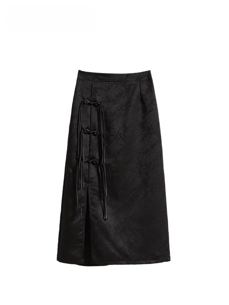 

Юбка миди А-силуэта больших размеров для женщин, осенняя, модная, элегантная, с высокой талией, из полиэстера, для фигуры типа «груша»