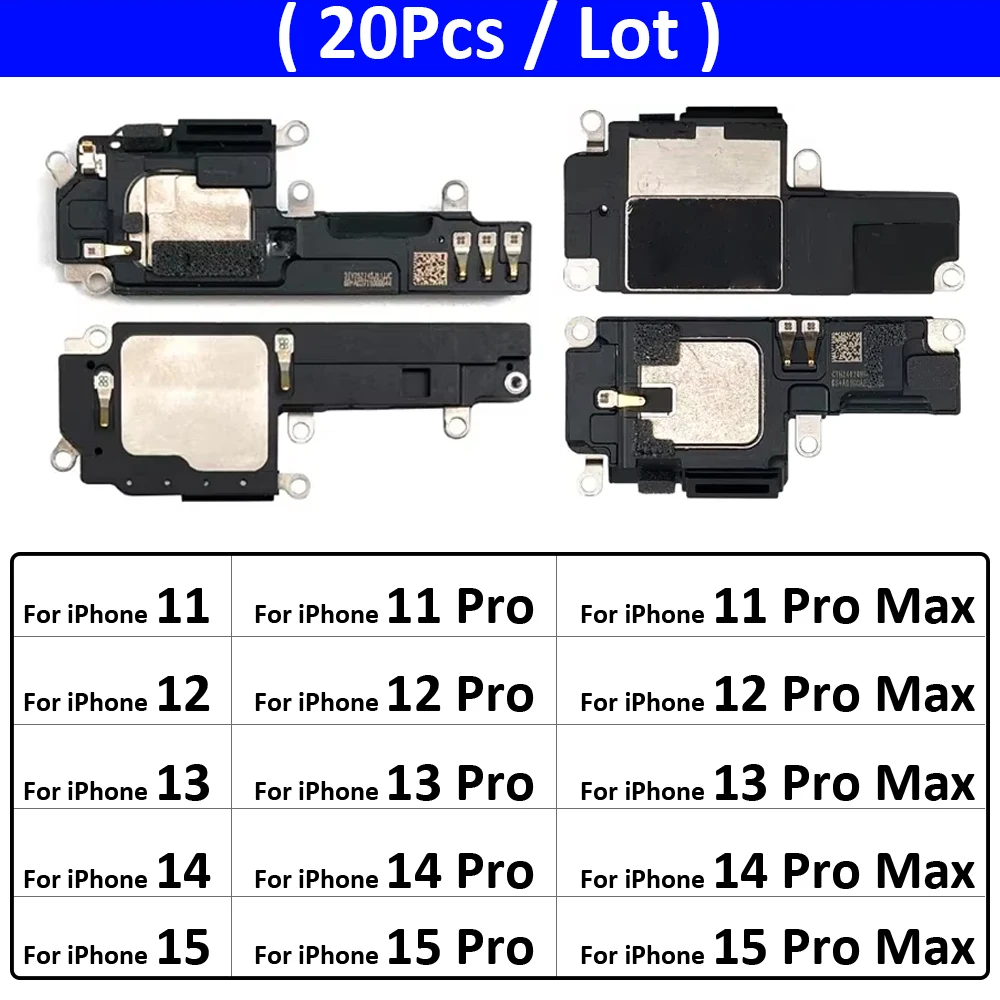 

20Pcs，Loudspeaker For iPhone 11 12 13 14 15 Pro Max Plus Mini Loudspeaker bottom Loud Speaker Sound Buzzer Ringer Flex Cable