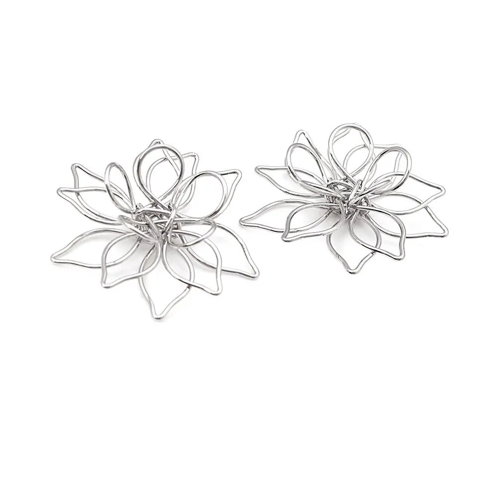 18K Gold Color Brass 3D Wire Flower Charms Pendants High Quality Diy Jewelry Making Necklace Earrings Accessories for Women