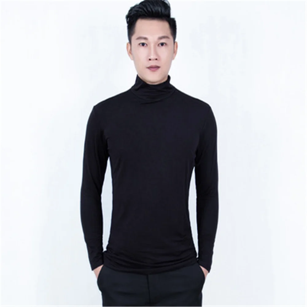 Men male modern Latin dance shirt square dance breathable Sweat-absorbent long-sleeved jumper dance top Practice clothes