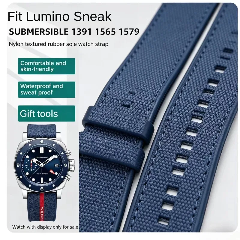 Men's Rubber Strap 22MM 24mm Waterproof  Watch Band For Panerai SUBMERSIBLE Band Luna Rossa PAM1466 PAM1391 PAM1565 Bracelet