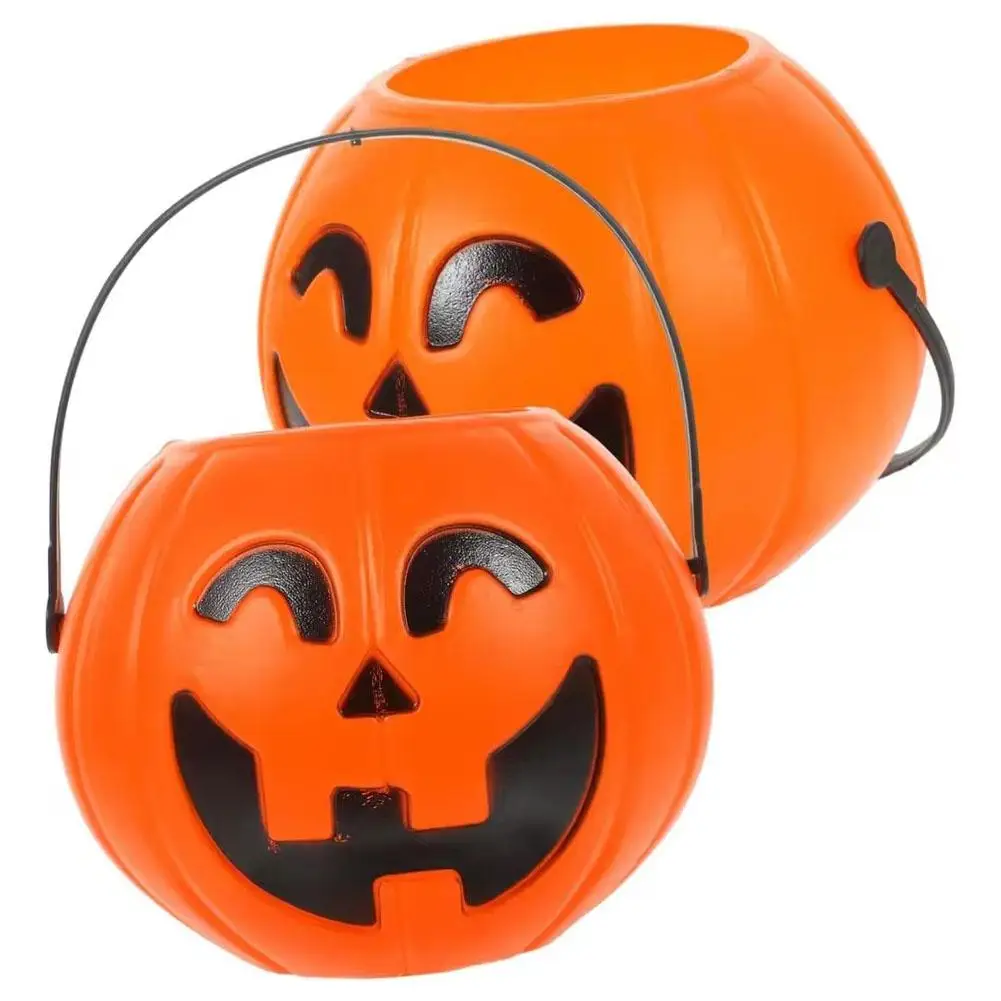 Cubo de regalo de calabaza para Halloween, cubos portátiles Jack-O-Lantern, decoración de truco o trato para niños, recuerdos de fiesta de Halloween, decoración de habitación