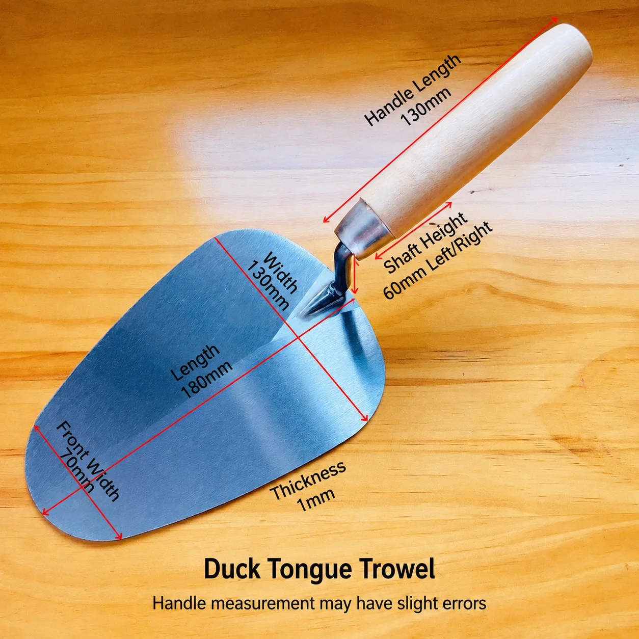 Round‑Head Masonry Trowel Carbon Steel Hand Spatula for Bricklaying Cement Mortar Application Putty Smoothing Wall Paving