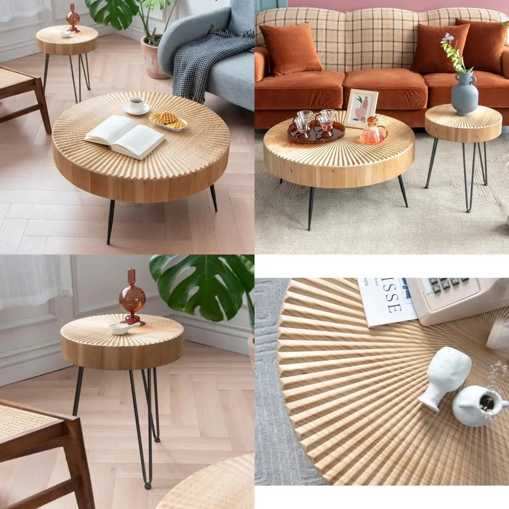 

круглые столы для фермерского дома с радиальным рисунком из дерева ручной работы, современный журнальный столик для гостиной