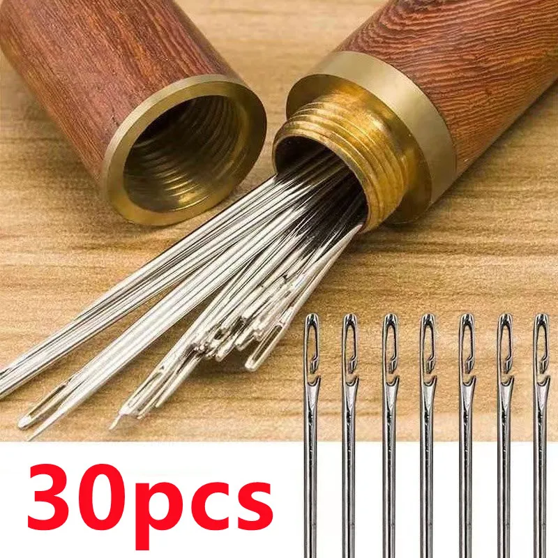 30PCS Side Holes Blind Needles Sewing Stainless Steel Elderly Needle for Sewing Household DIY Jewerly Beading Threading Needles