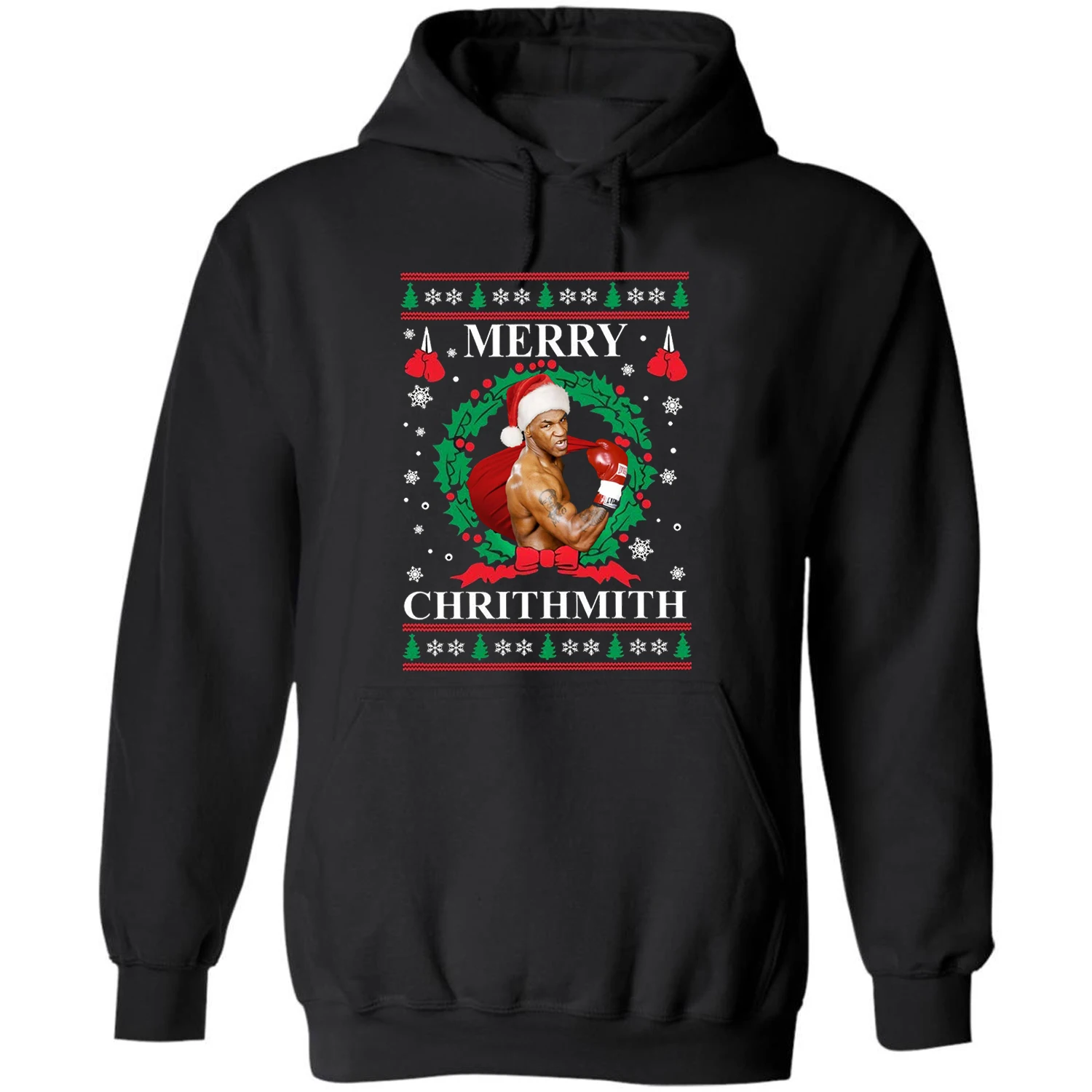 

Mike Tyson Merry Chrithmith Christmas Hat Xmas Gift Pullover Hoodie 100% Cotton Comfortable Casual Mens Sweatshirts Streetwear