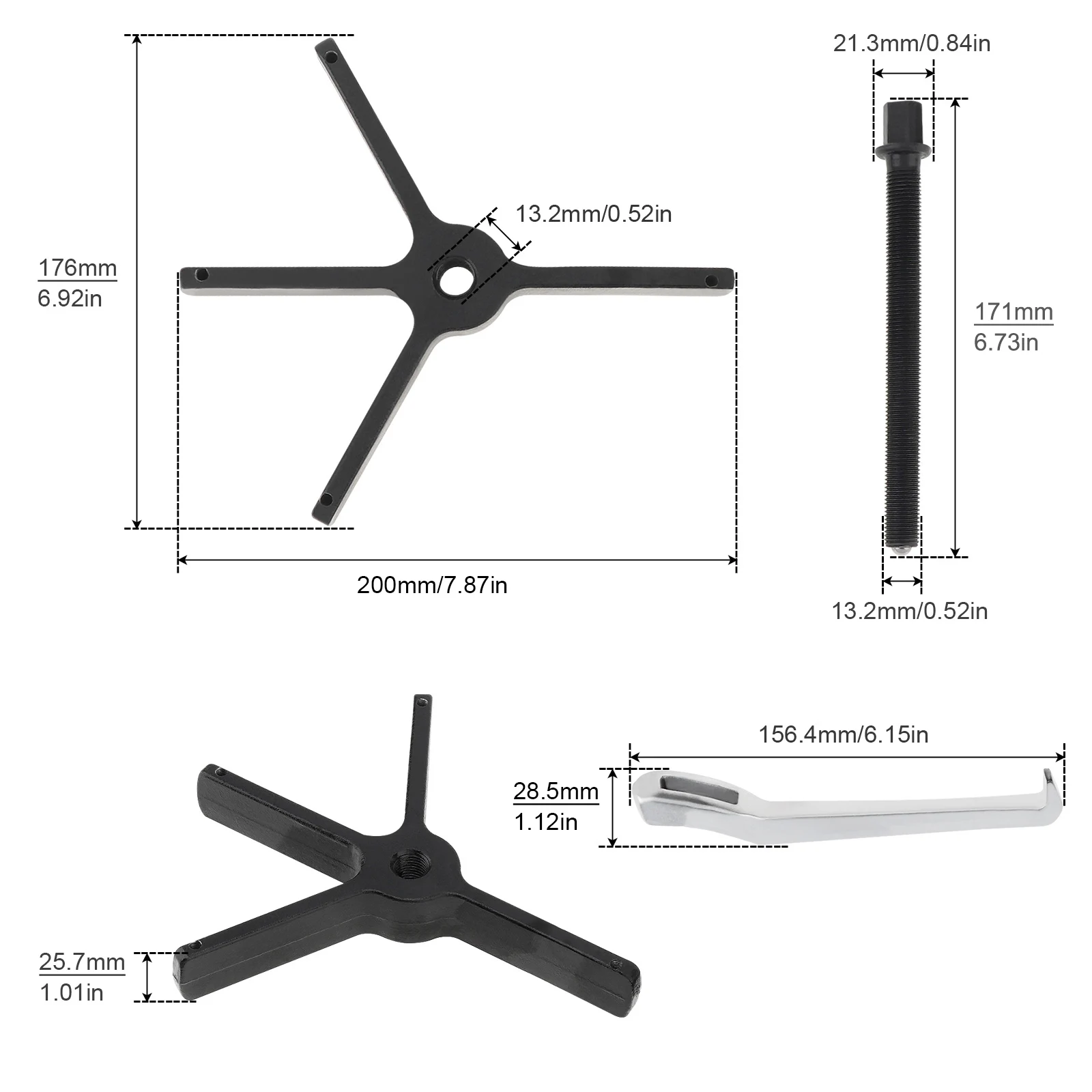 8 inch 3 Claws 2 Claws Multifunction Jaw Puller for Auto Car Repair Hand Tool, Forge and Stamp Bearing Puller