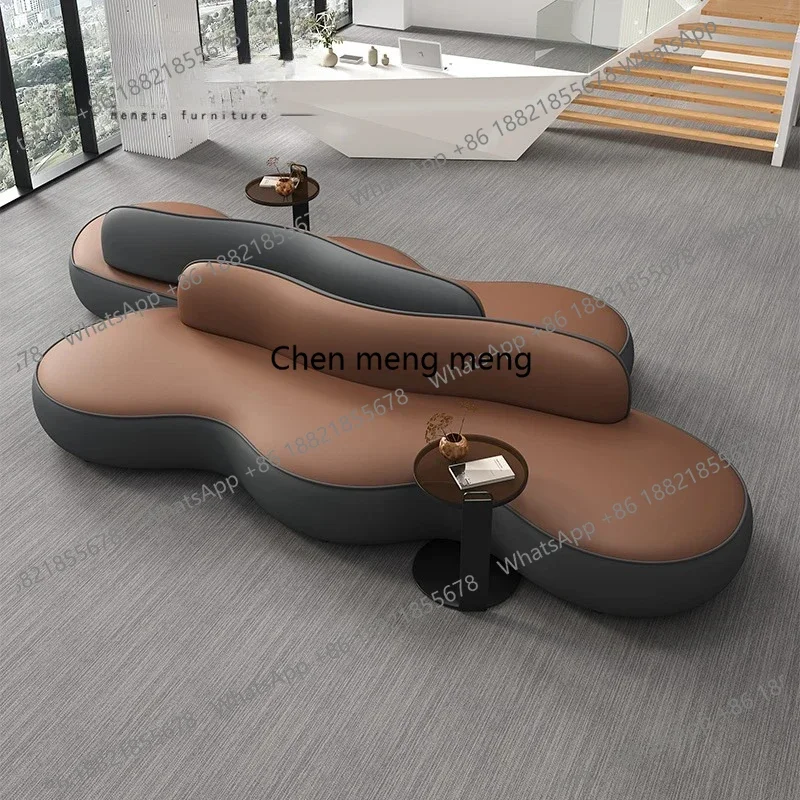 EE182 Nordic Company Negotiation Sofa Hotel Lobby Business Reception Meeting Rest Area Waiting PU Leather Sofa Office Furniture