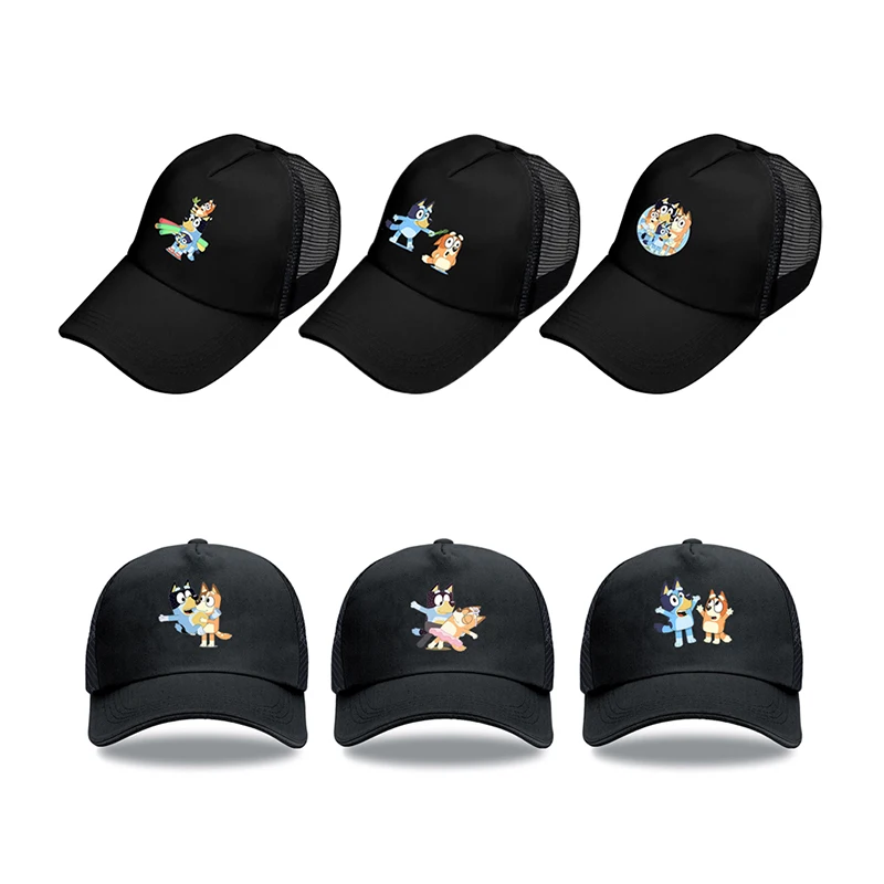 قبعات بيسبول شبكية مطبوعة من Bluey Anime Hat Bingo للبالغين: أنماط قابلة للتعديل 56-58 سم باللون الأسود/الوردي/الأبيض لحماية من أشعة الشمس في الصيف