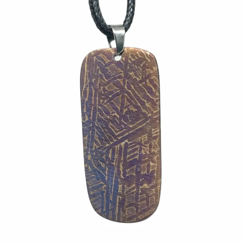 Muonionalusta Space Rock Freeform Pendant Heat Colored Etched Iron Meteorite Necklace Collectible GiftLK361