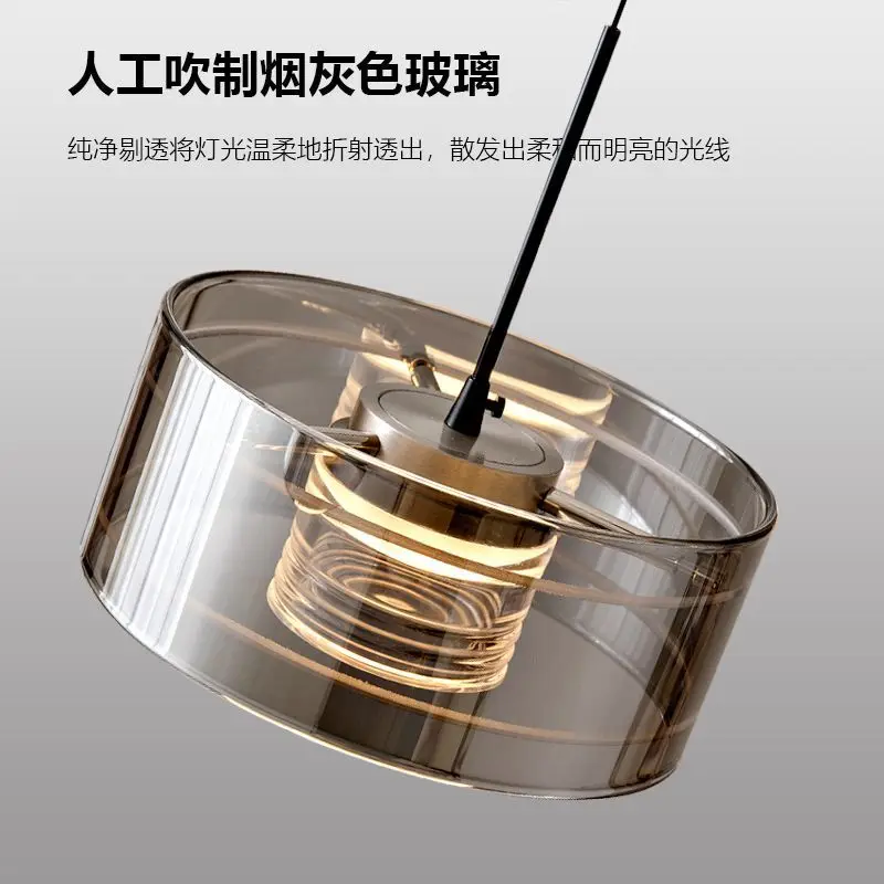 Italian Minimalist Restaurant Pendant Light High-end Feel Island Platform Modern Light Luxury Glass