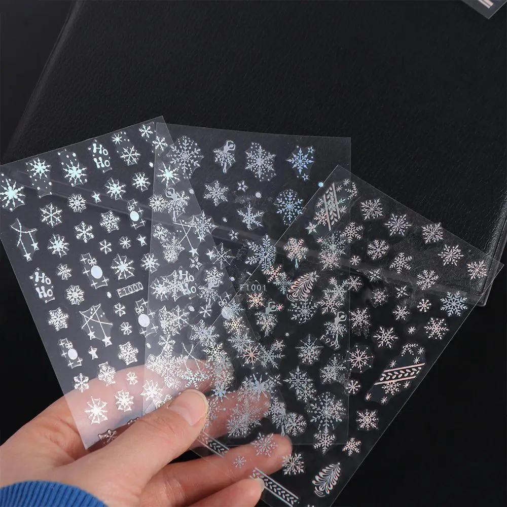 Laser Snowflake Christmas Laser Nail Stickers Christmas Tree French Lines Christmas Laser Nail Decals Xmas Nail Charms