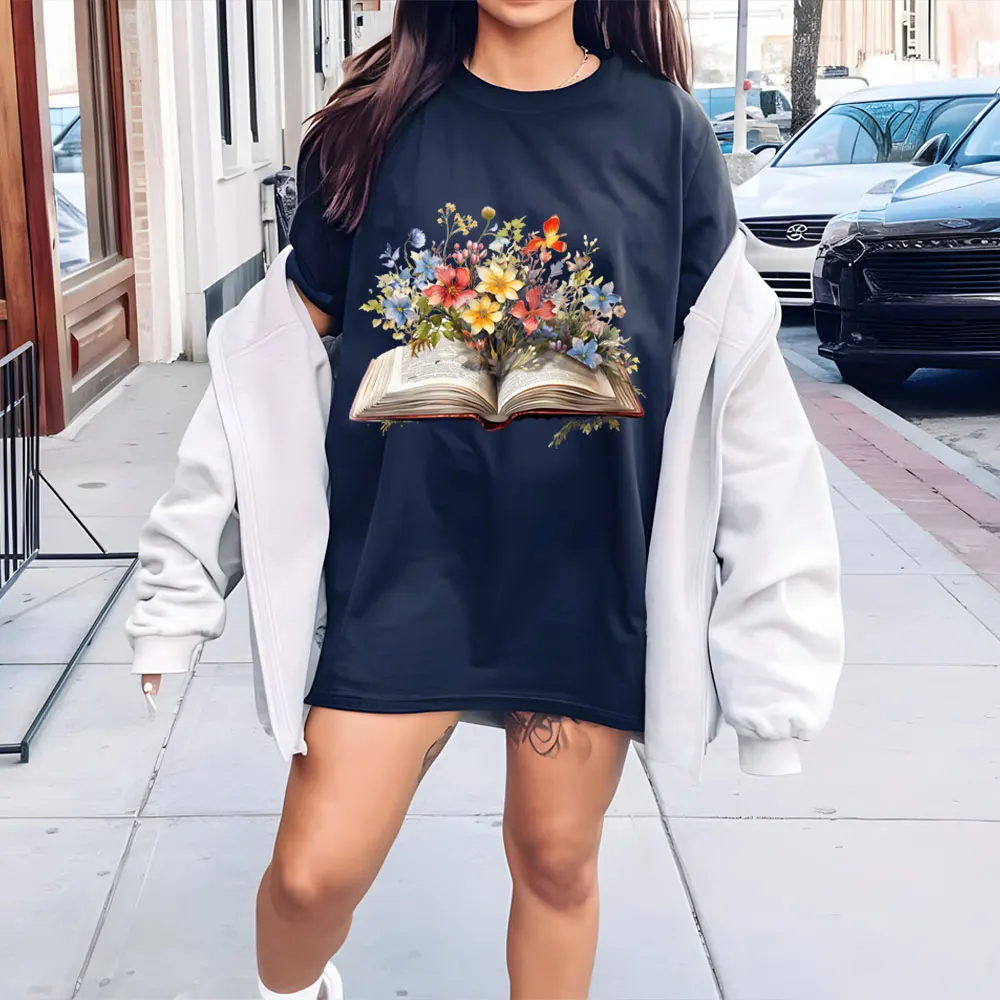 Flower Books Design Iron-on Transfer For Clothing DIY A-Level Washable T-shirts Thermal Sticker butterfly Patches Applique
