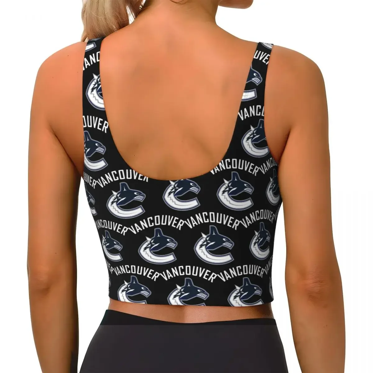 Custom Vancouver Hockey Canucks Essential Active Women Sports Bras High Impact Vest Gym Workout Yoga Crop Tank Tops