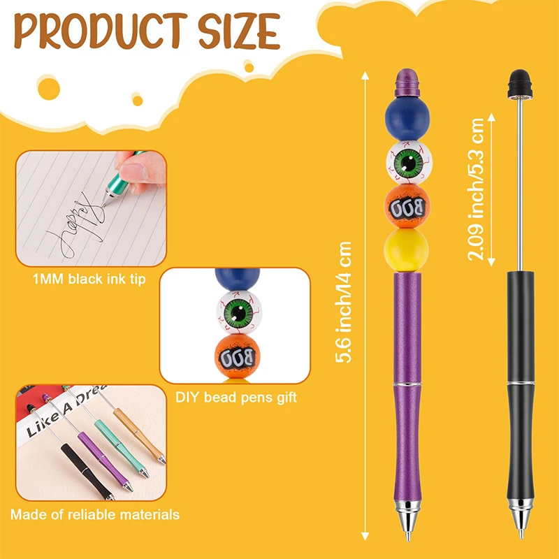 Canetas esferográficas de metal grânulo, tinta preta, presente para crianças, estudantes, escritório, material escolar, DIY, 40pcs