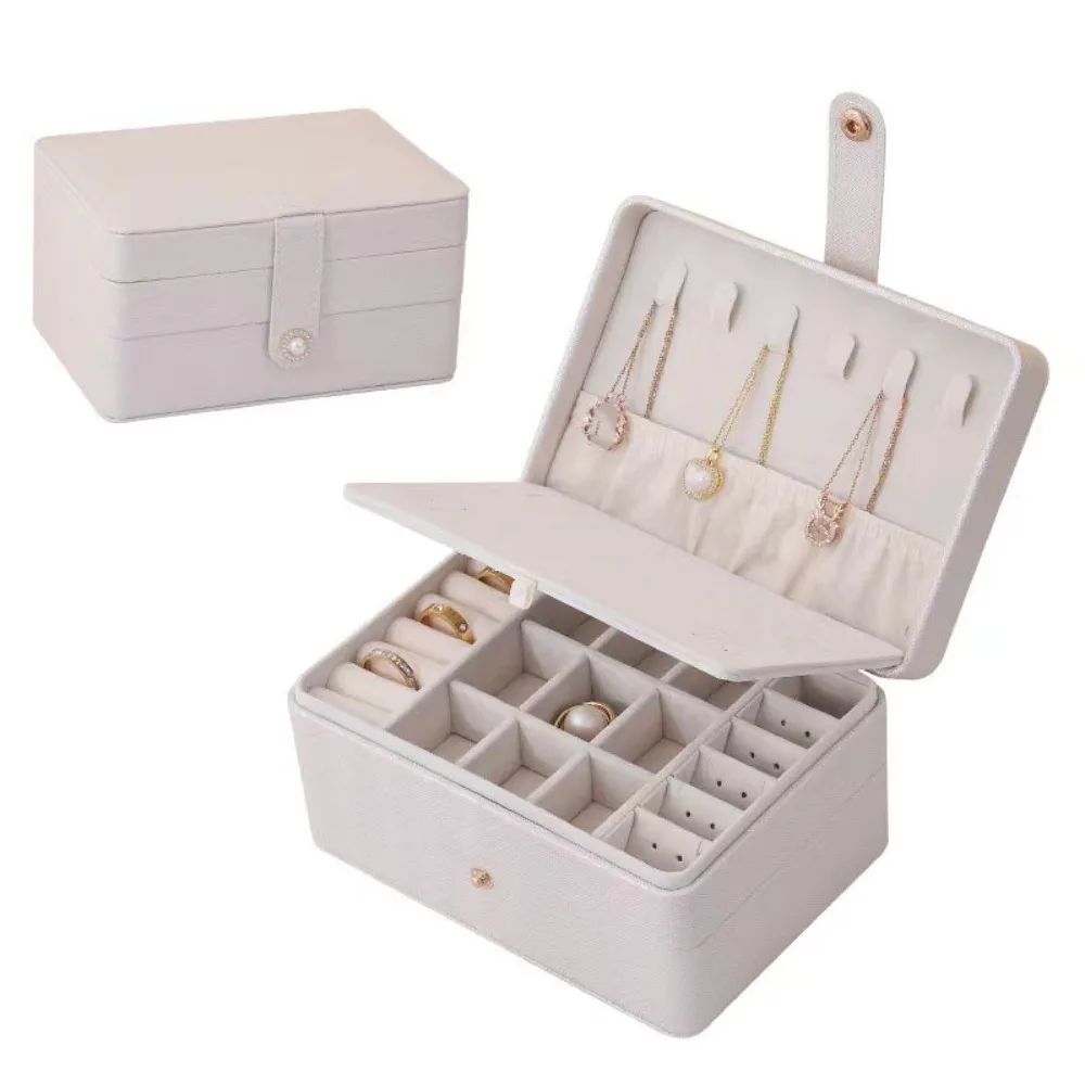 

PU Jewelry Packing Bag Multilayer Bracelet Earrings Jewelry Storage Case Rings Necklace Large Capacity Square Jewelry Box